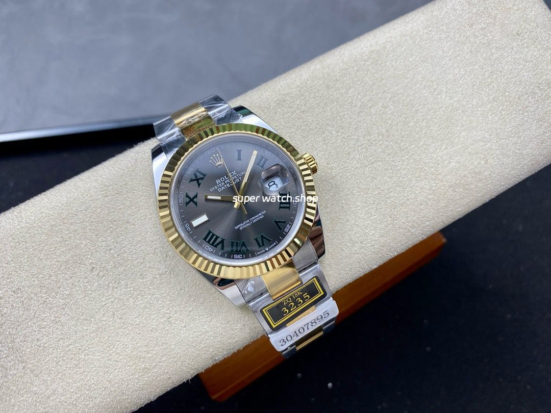 ZQ Factory Rolex Datejust 126333-0019 41mm Half Yellow Gold Roman Numerals Wimbledon Grey Dial - Image 4