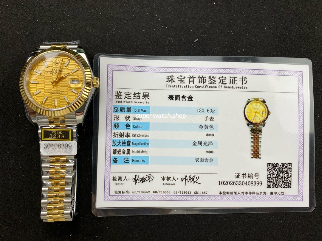 ZQ Factory Rolex Datejust 126333-0022 41mm Half Yellow Gold Fluted Motif Gold Dial Jubilee - Image 9