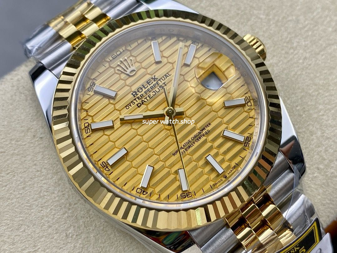 ZQ Factory Rolex Datejust 126333-0022 41mm Half Yellow Gold Fluted Motif Gold Dial Jubilee - Image 2