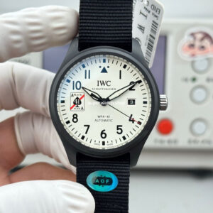 AOF Factory IWC Pilot IW326905 41mm Ceramic Textile Strap White Dial