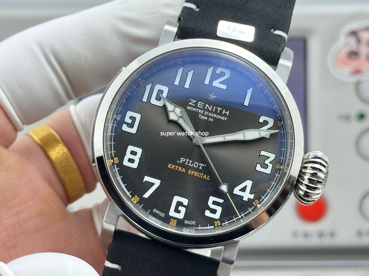 BR Factory Zenith Pilot Type 20 Extra Special 03.2434.67920.I010 45mm Steel Leather Strap Grey Dial - Image 3