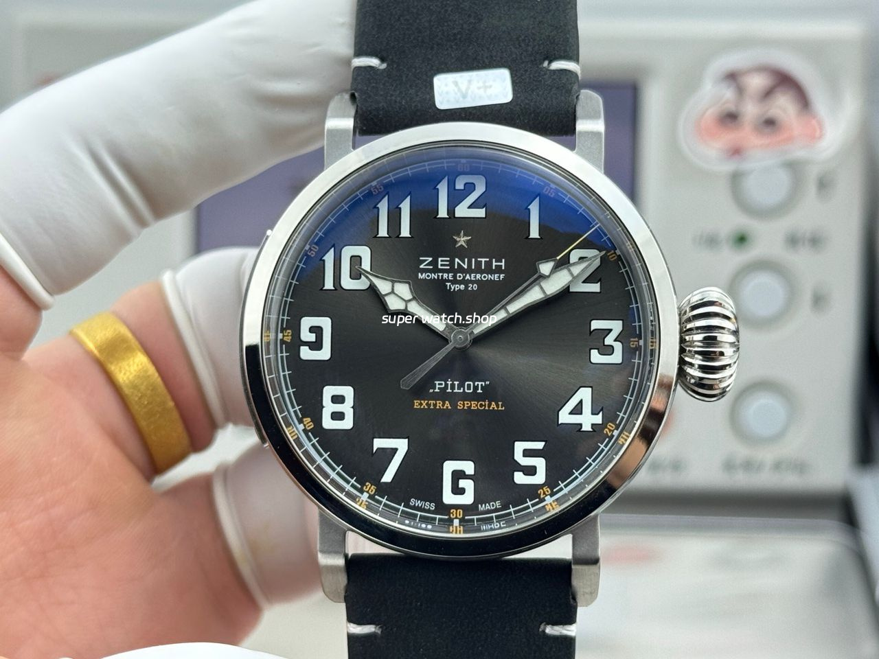 BR Factory Zenith Pilot Type 20 Extra Special 03.2434.67920.I010 45mm Steel Leather Strap Grey Dial