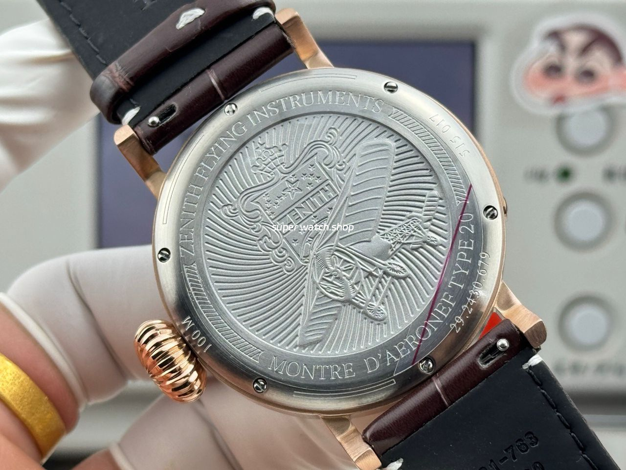 BR Factory Zenith Pilot Type 20 Extra Special 29.2430.679/21.C753 45mm Bronze Leather Strap Black Dial - Image 8