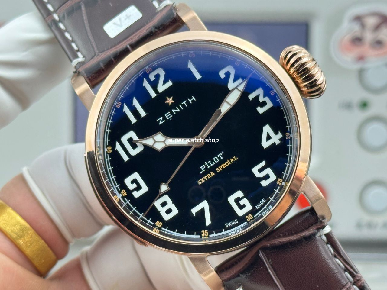 BR Factory Zenith Pilot Type 20 Extra Special 29.2430.679/21.C753 45mm Bronze Leather Strap Black Dial - Image 2
