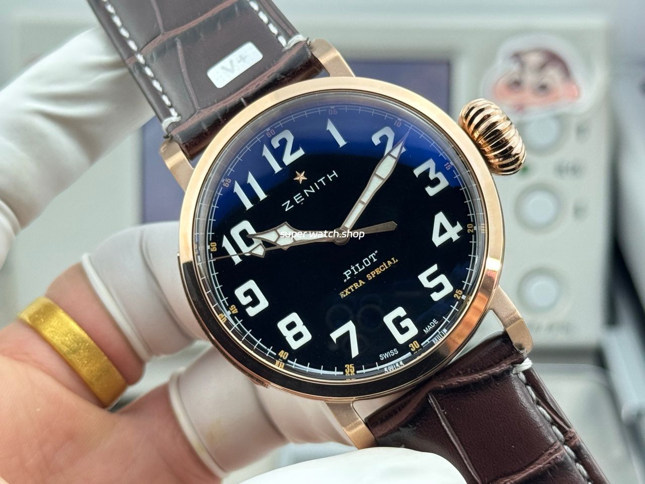 BR Factory Zenith Pilot Type 20 Extra Special 29.2430.679/21.C753 45mm Bronze Leather Strap Black Dial - Image 4