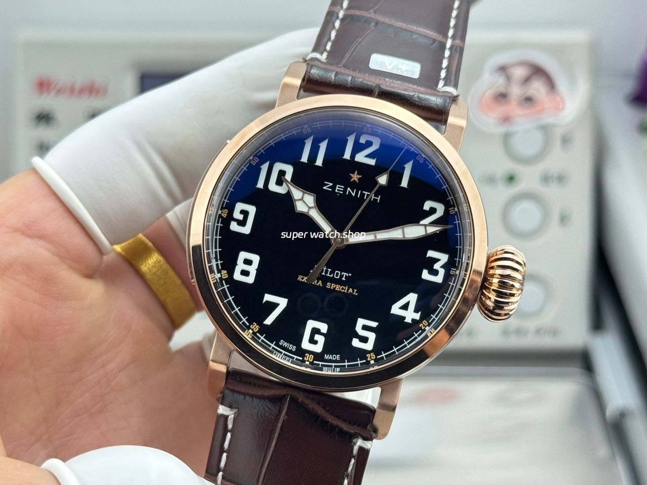 BR Factory Zenith Pilot Type 20 Extra Special 29.2430.679/21.C753 45mm Bronze Leather Strap Black Dial - Image 5