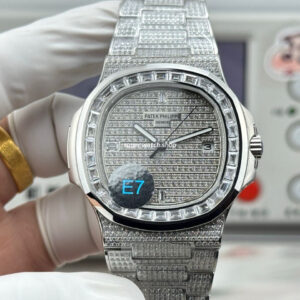 E7 Factory Patek Philippe Nautilus 5711 40mm White Gold Baguette Diamond Bezel Diamond Dial