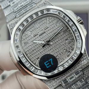 E7 Factory Patek Philippe Nautilus 5711 40mm White Gold Diamond Bezel Baguette Diamond Dial