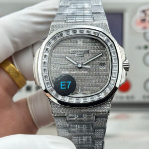 E7 Factory Patek Philippe Nautilus 571910G-010 40mm White Gold Diamond Bezel Diamond Dial