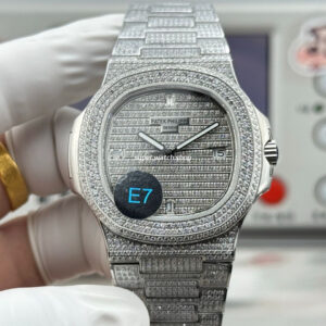 E7 Factory Patek Philippe Nautilus 57191G-001 40mm White Gold Diamond Bezel Diamond Dial