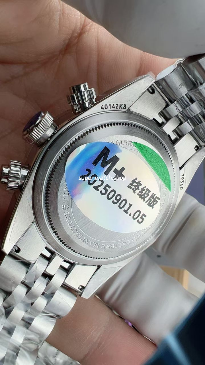 M+ Factory Tudor Heritage Black Bay Chrono 79360N-0024 41mm Jubilee Flamingo Blue Dial - Image 6