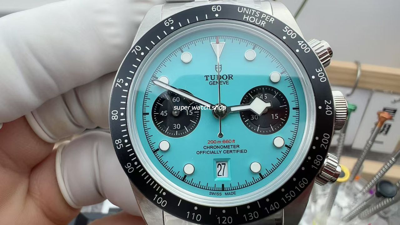 M+ Factory Tudor Heritage Black Bay Chrono 79360N-0024 41mm Jubilee Flamingo Blue Dial
