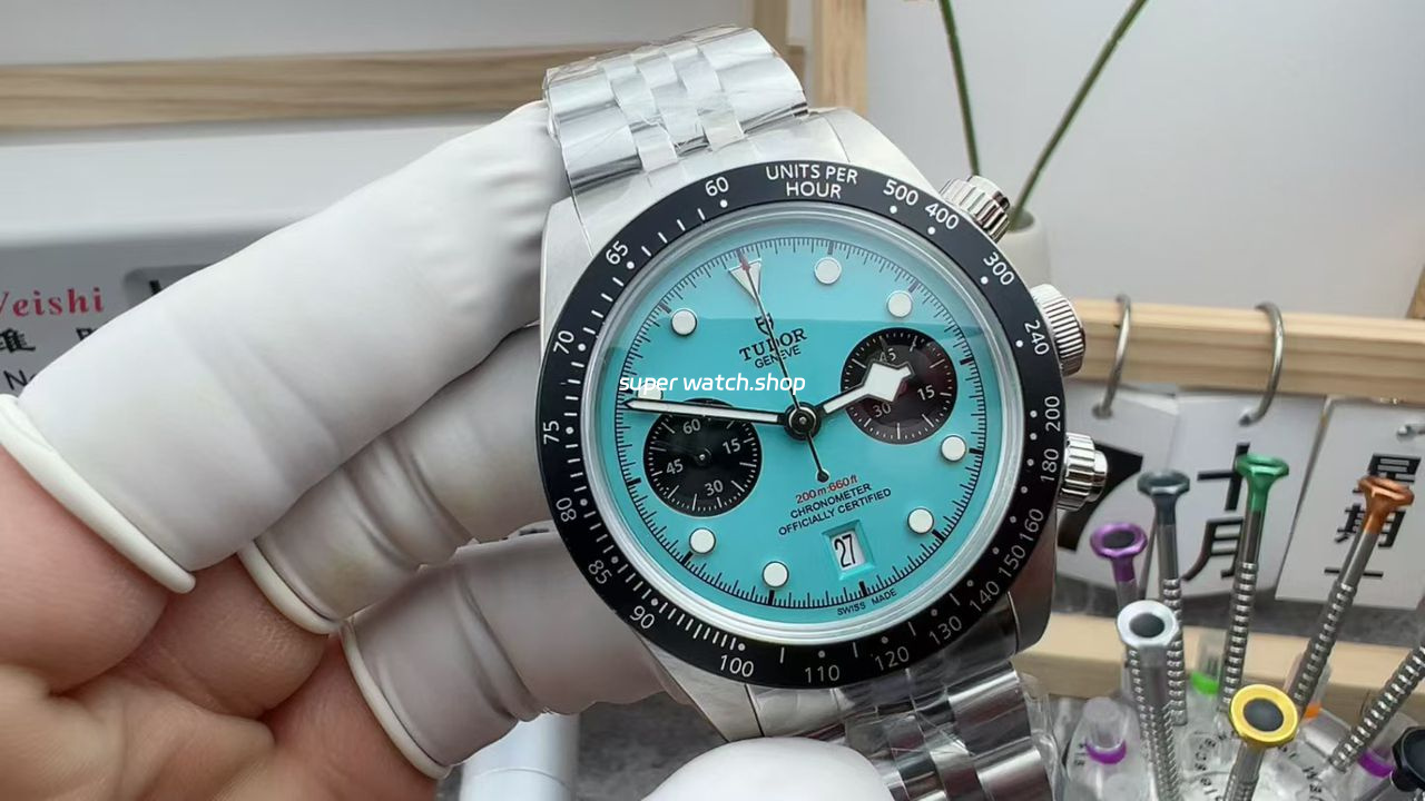 M+ Factory Tudor Heritage Black Bay Chrono 79360N-0024 41mm Jubilee Flamingo Blue Dial - Image 3