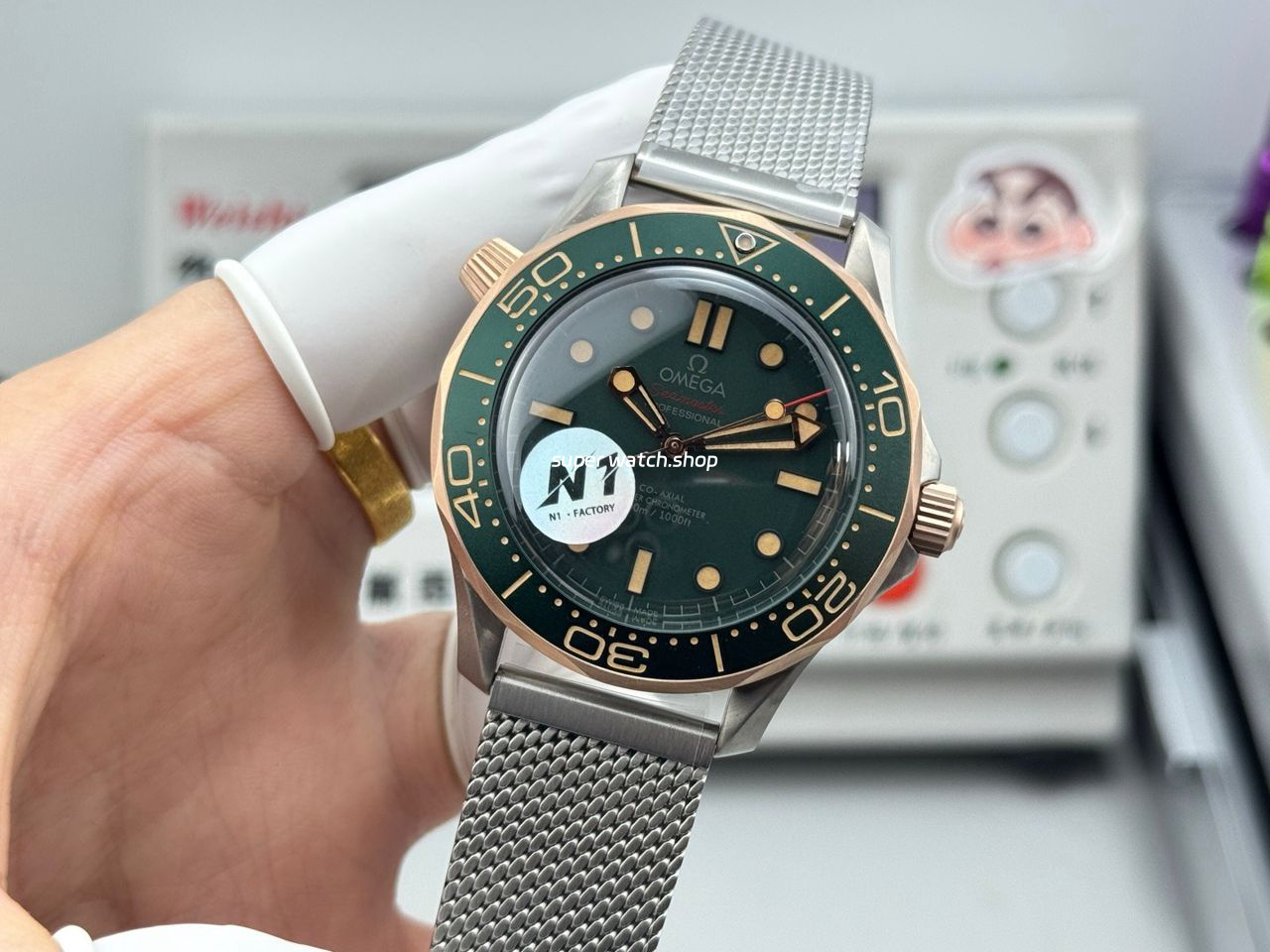 N1 Factory Omega Seamaster Diver 300M 210.90.42.20.10.001 42mm Green Dial - Image 4