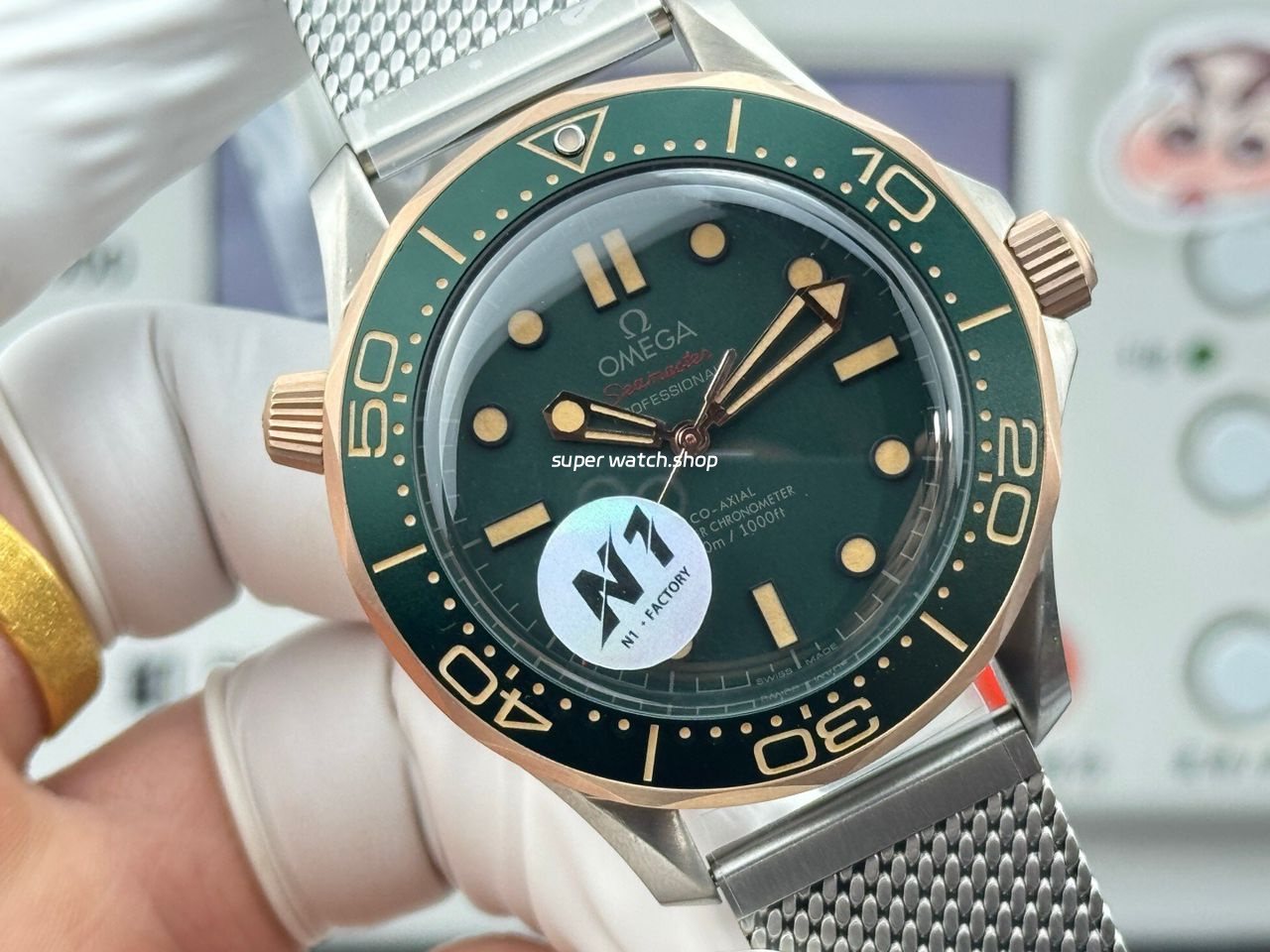 N1 Factory Omega Seamaster Diver 300M 210.90.42.20.10.001 42mm Green Dial - Image 2