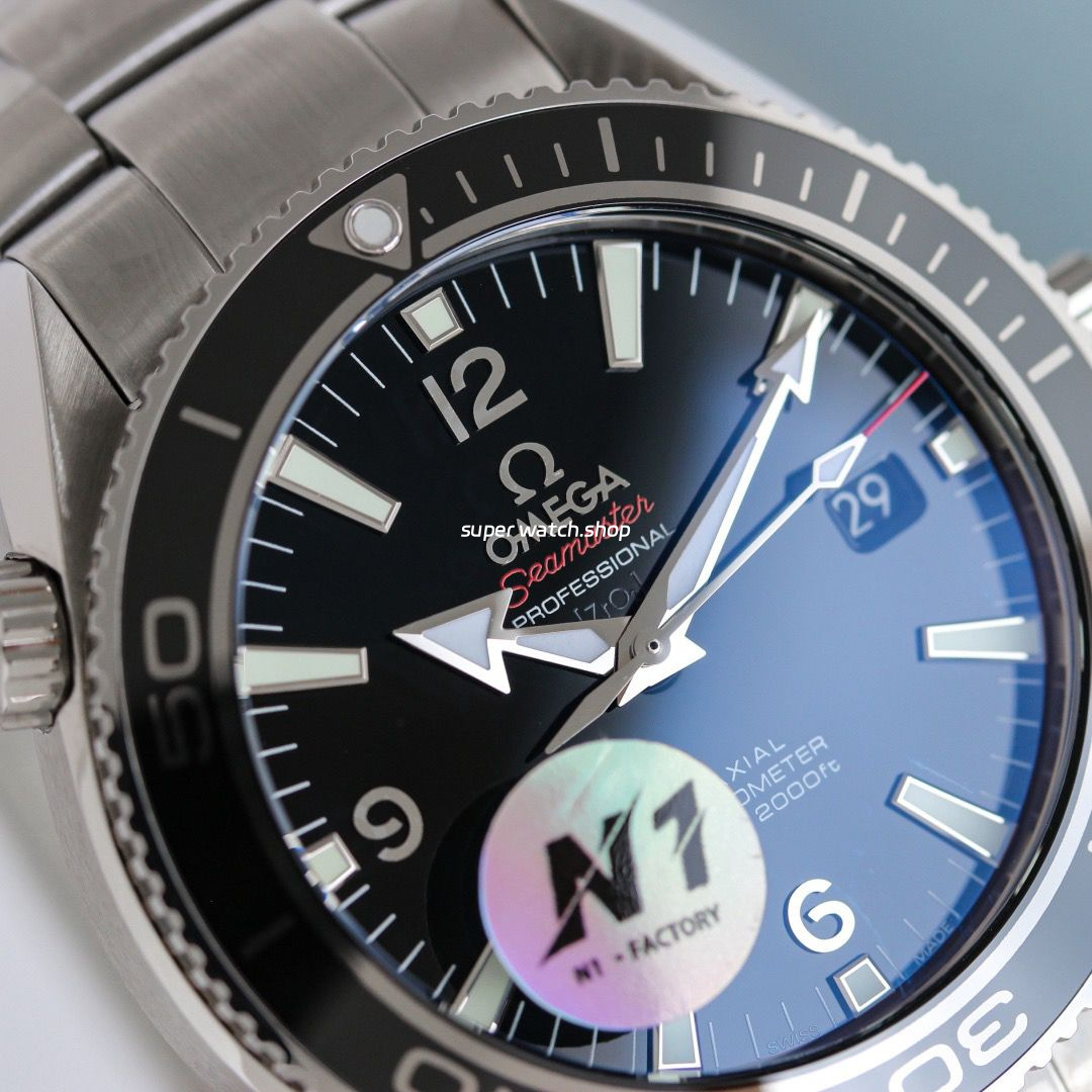 N1 Factory Omega Seamaster Planet Ocean 232.30.38.20.01.001 39.5mm Full Steel Black Dial - Image 2