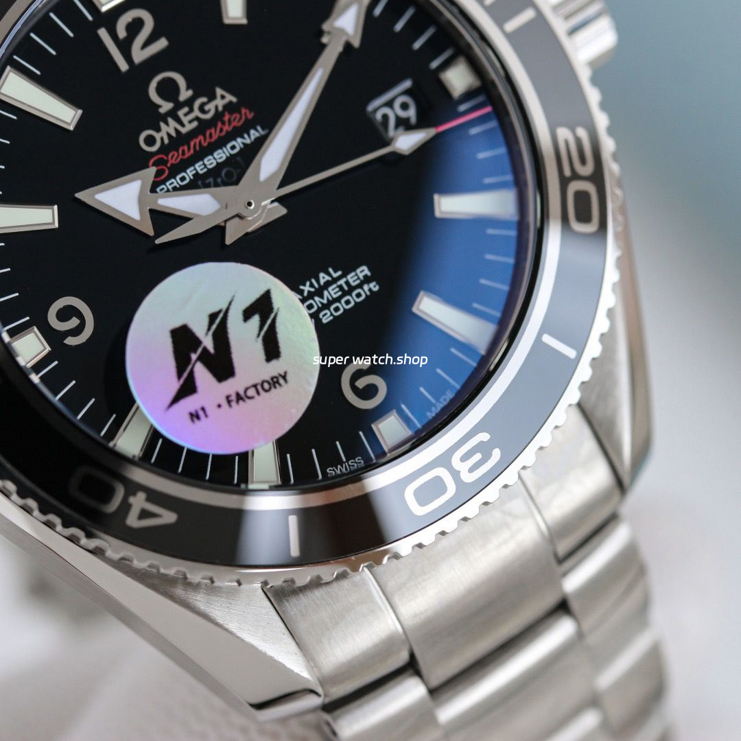 N1 Factory Omega Seamaster Planet Ocean 232.30.38.20.01.001 39.5mm Full Steel Black Dial - Image 5
