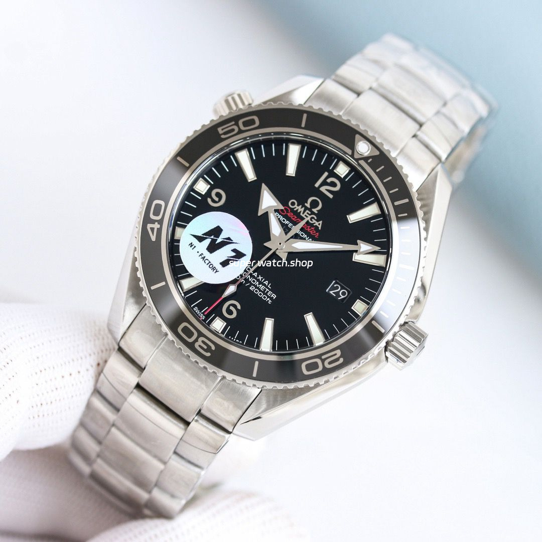 N1 Factory Omega Seamaster Planet Ocean 232.30.38.20.01.001 39.5mm Full Steel Black Dial - Image 4