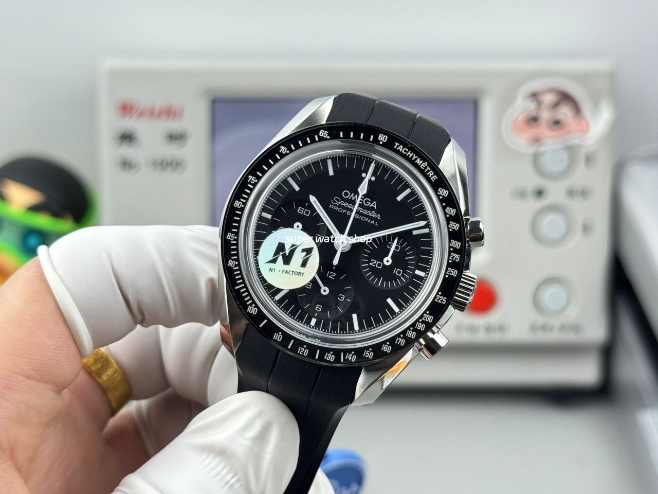 N1 Factory Omega Speedmaster Professional Moonwatch 310.30.42.50.01.002 42mm Steel Rubber Strap Black Dial - Image 5