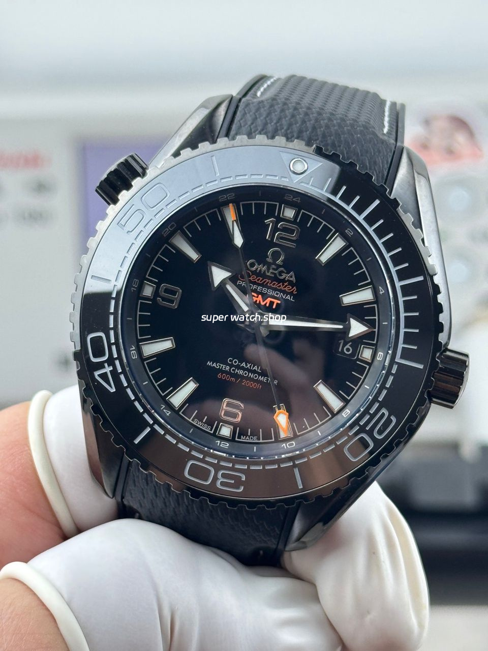 OVS Factory Omega Seamaster Planet Ocean 215.92.46.22.01.001 45.5mm Rubber Strap Arabic Numerals Black - Image 3