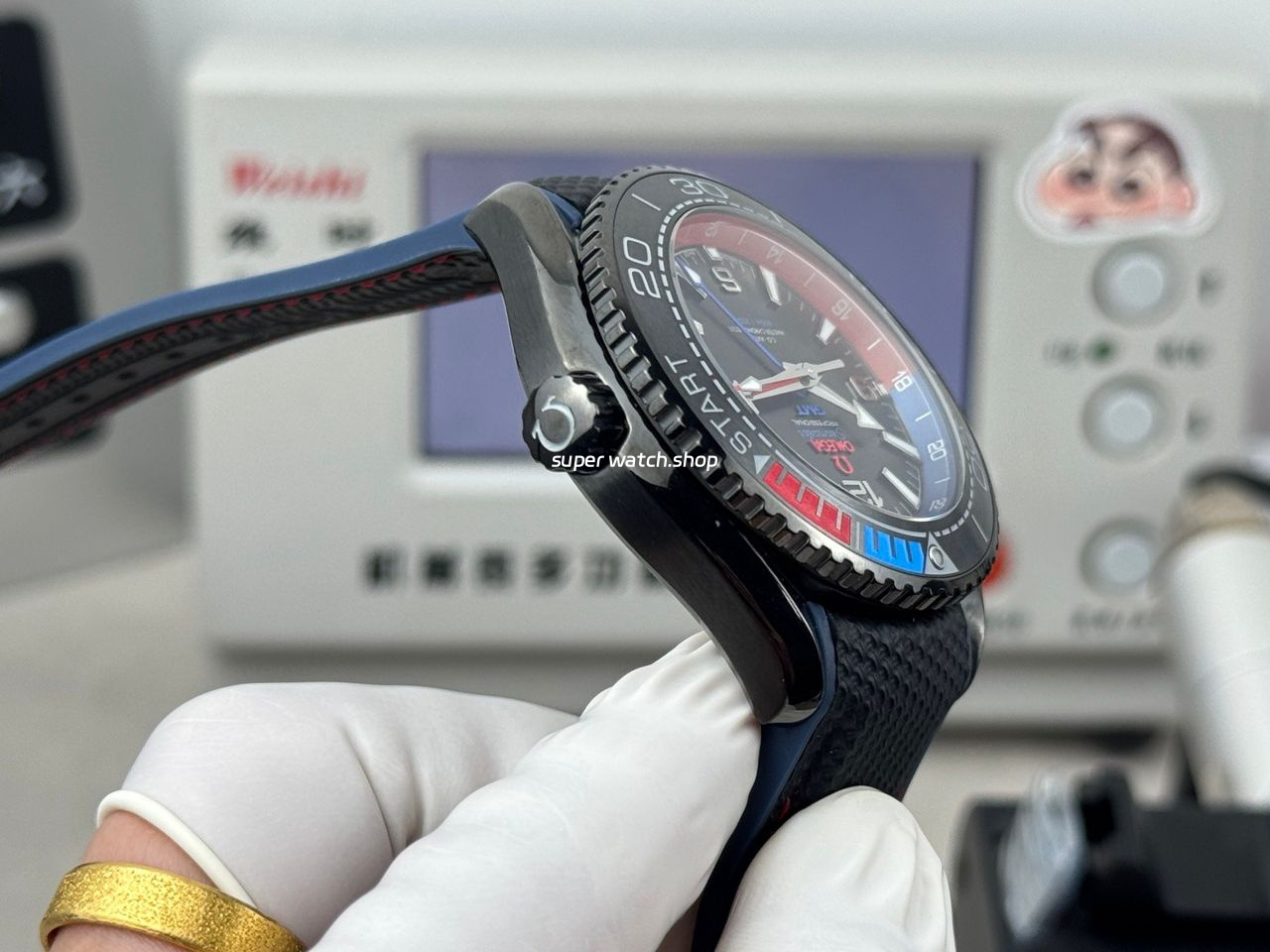 OVS Factory Omega Seamaster Planet Ocean 215.92.46.22.01.004 45.5mm Rubber Strap Arabic Numerals Black - Image 7