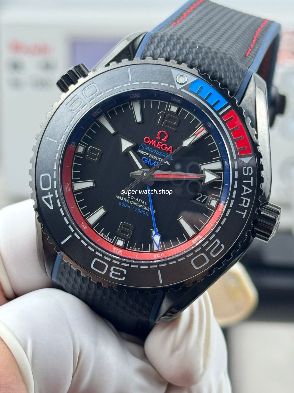 OVS Factory Omega Seamaster Planet Ocean 215.92.46.22.01.004 45.5mm Rubber Strap Arabic Numerals Black - Image 3