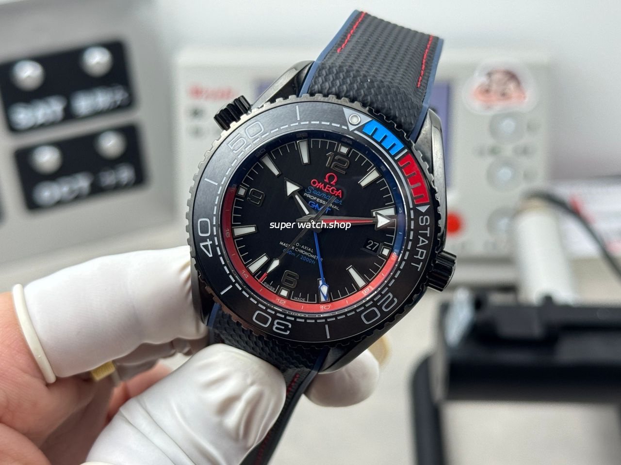 OVS Factory Omega Seamaster Planet Ocean 215.92.46.22.01.004 45.5mm Rubber Strap Arabic Numerals Black - Image 5