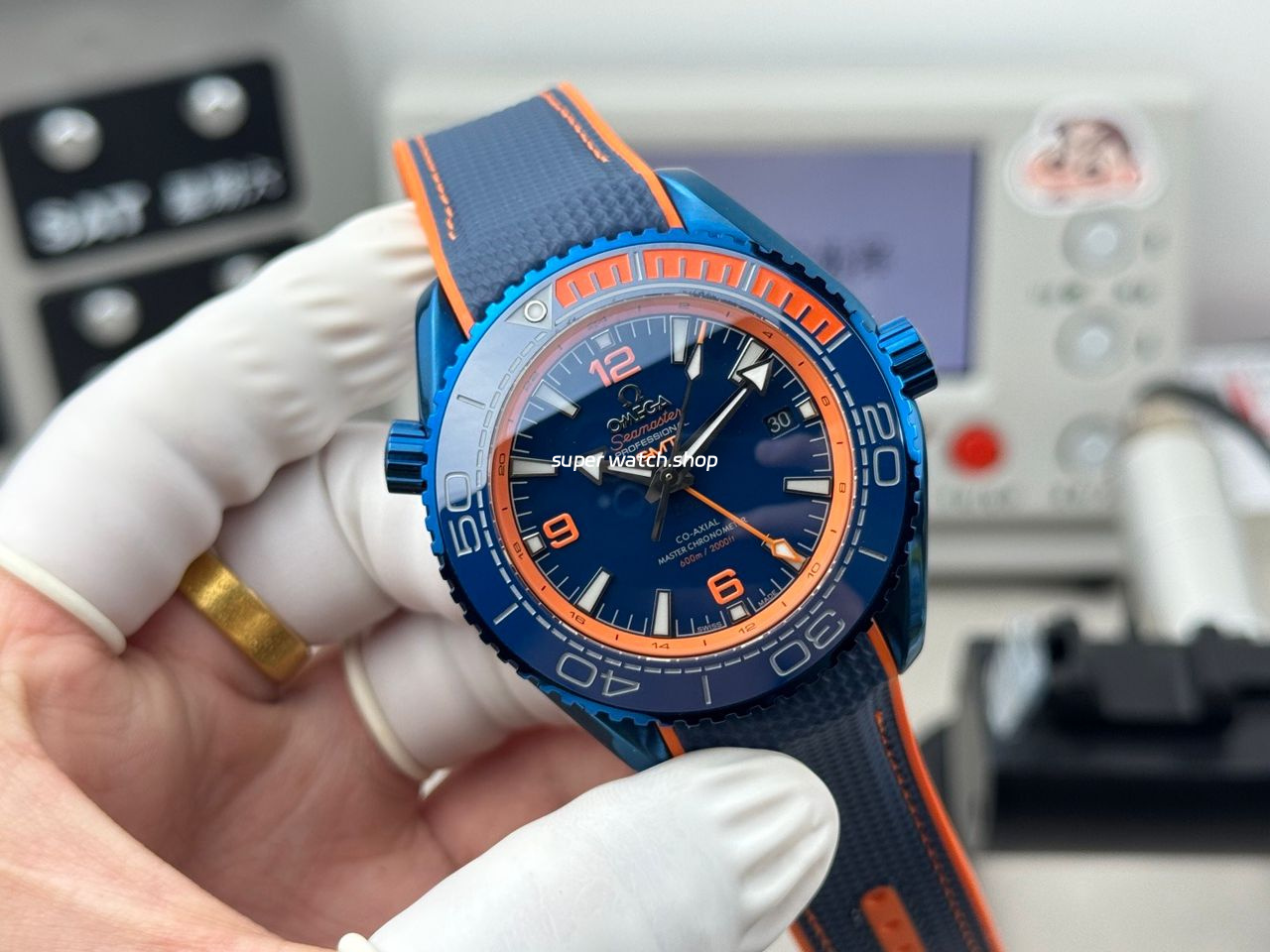 OVS Factory Omega Seamaster Planet Ocean 215.92.46.22.03.001 45.5mm Rubber Strap Arabic Numerals Blue - Image 4