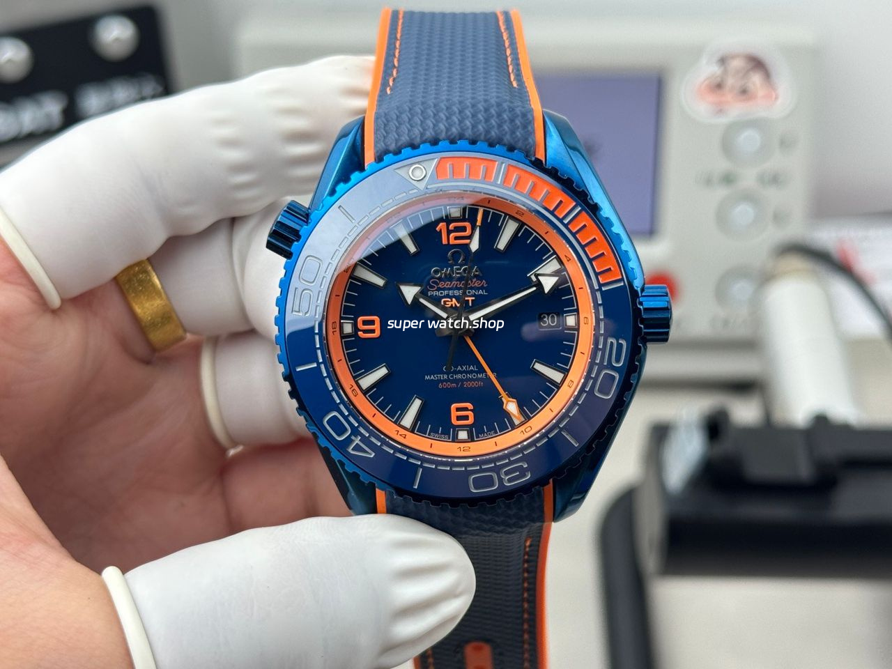 OVS Factory Omega Seamaster Planet Ocean 215.92.46.22.03.001 45.5mm Rubber Strap Arabic Numerals Blue