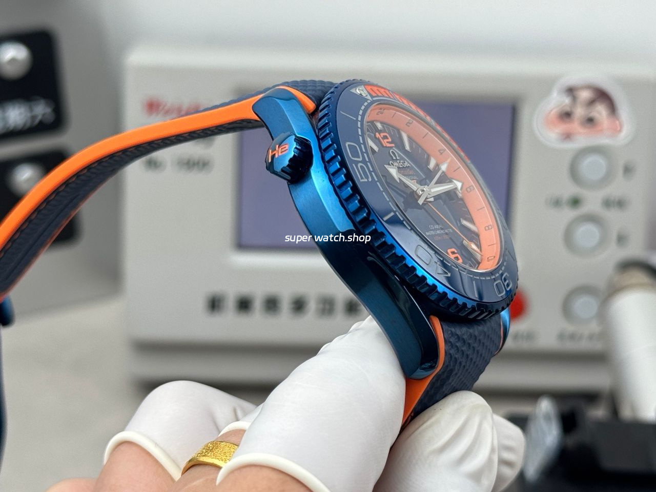 OVS Factory Omega Seamaster Planet Ocean 215.92.46.22.03.001 45.5mm Rubber Strap Arabic Numerals Blue - Image 6