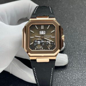 P1 Factory Patek Philippe Cubitus 5822 45mm Rose Gold Textile Strap Brown Dial