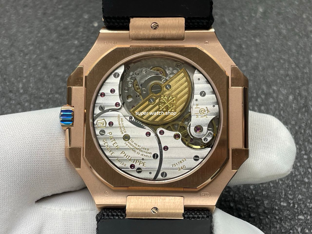 P1 Factory Patek Philippe Cubitus 5822 45mm Rose Gold Textile Strap Brown Dial - Image 7