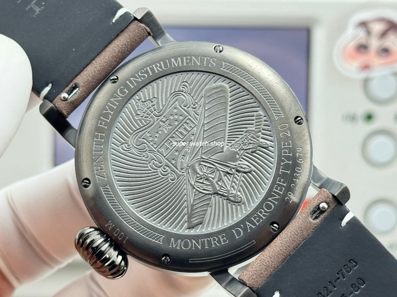 BR Factory Zenith Pilot Type 20 Extra Special 11.2430.67921.C801 45mm Steel Leather Strap Grey Dial - Image 8
