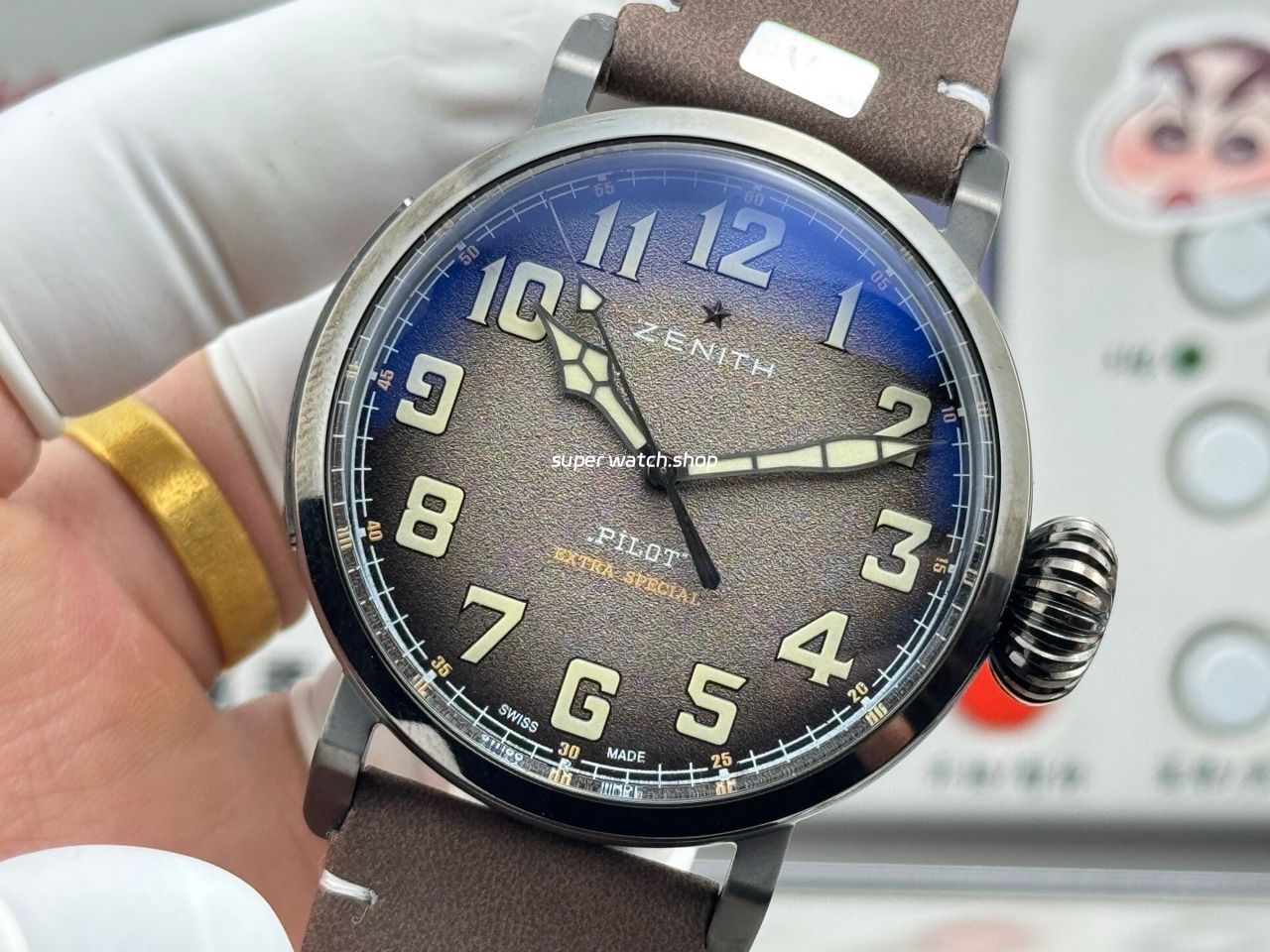 BR Factory Zenith Pilot Type 20 Extra Special 11.2430.67921.C801 45mm Steel Leather Strap Grey Dial - Image 3
