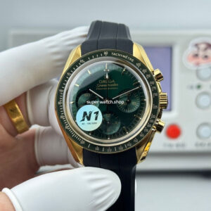 N1 Factory Omega Speedmaster Professional Moonwatch 310.63.42.50.02.001 Gold Rubber Strap Green Dial