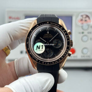 N1 Factory Omega Speedmaster Professional Moonwatch 310.63.42.50.02.001 Rose Gold Rubber Strap Black Dial