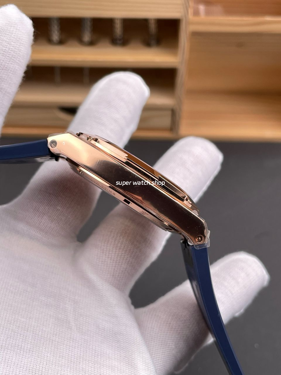 8F Factory Vacheron Constantin Overseas 4500V/210R-B705 41mm Rose Gold Rubber Strap Blue Dial - Image 5