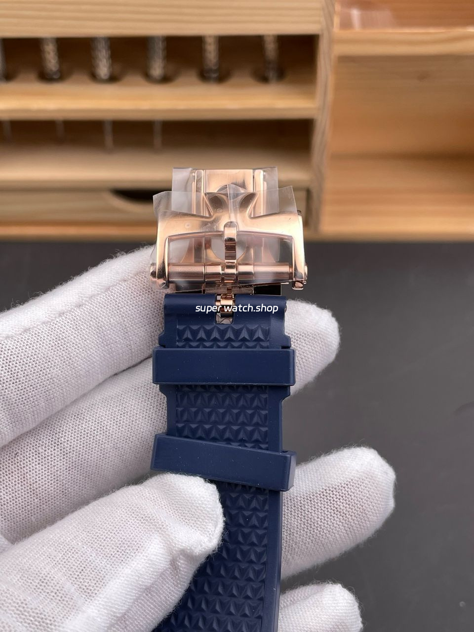 8F Factory Vacheron Constantin Overseas 4500V/210R-B705 41mm Rose Gold Rubber Strap Blue Dial - Image 8