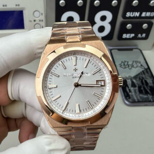 8F Factory Vacheron Constantin Overseas 4500v/000R-B127 41mm Full Rose Gold Silver Dial