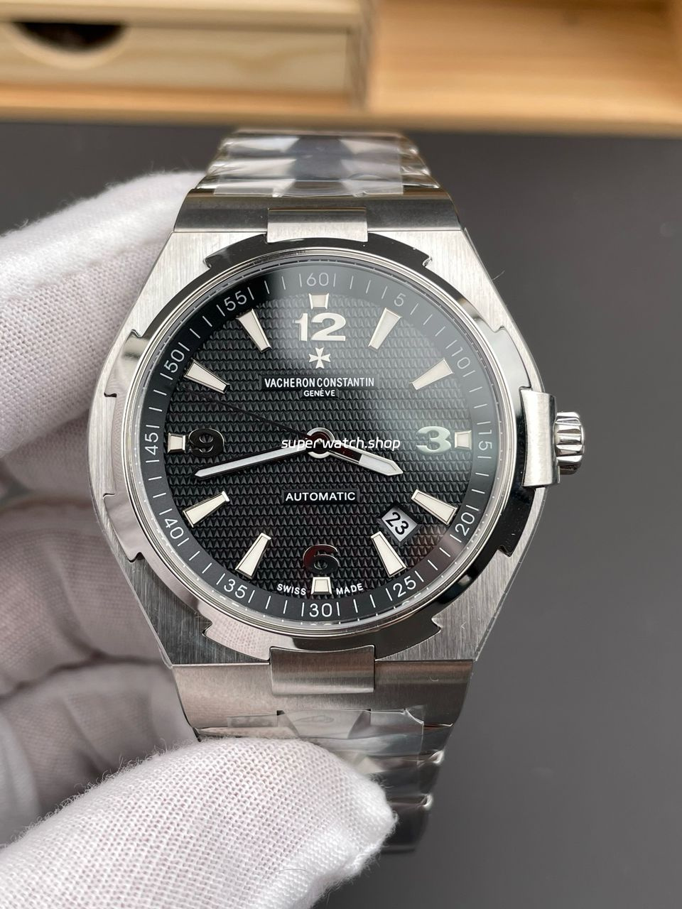 8F Factory Vacheron Constantin Overseas 47040/B01A-9094 42mm Full Steel Arabic numerals Black Dial