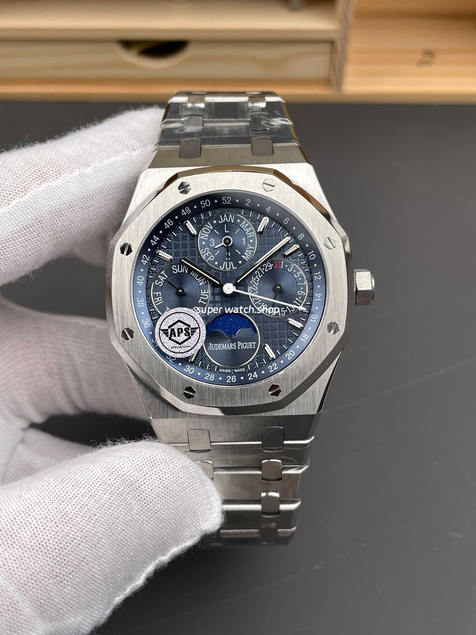 APS Factory Audemars Piguet Royal Oak Perpetual Calendar 26574ST.OO.1220ST.02 41mm Full Steel Blue Dial - Image 2