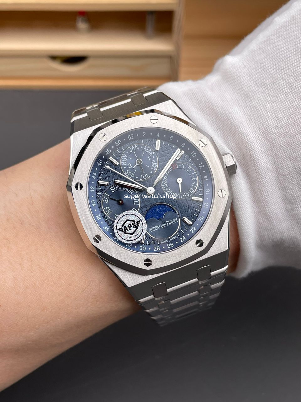 APS Factory Audemars Piguet Royal Oak Perpetual Calendar 26574ST.OO.1220ST.02 41mm Full Steel Blue Dial - Image 4