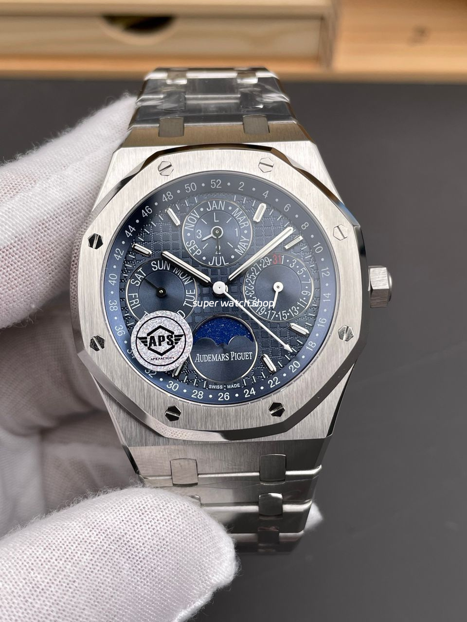 APS Factory Audemars Piguet Royal Oak Perpetual Calendar 26574ST.OO.1220ST.02 41mm Full Steel Blue Dial