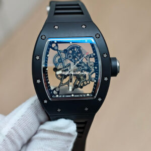 APS Factory Richard Mille RM 055 42.7mm Black Ceramic Black Rubber Strap Skeletonized Black Dial