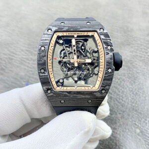 APS Factory Richard Mille RM 055 42.7mm Carbon Fiber Black Rubber Strap Skeletonized Rose Gold Dial