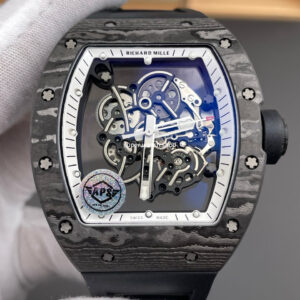 APS Factory Richard Mille RM 055 42.7mm Carbon Fiber Rubber Strap Skeletonized White Dial