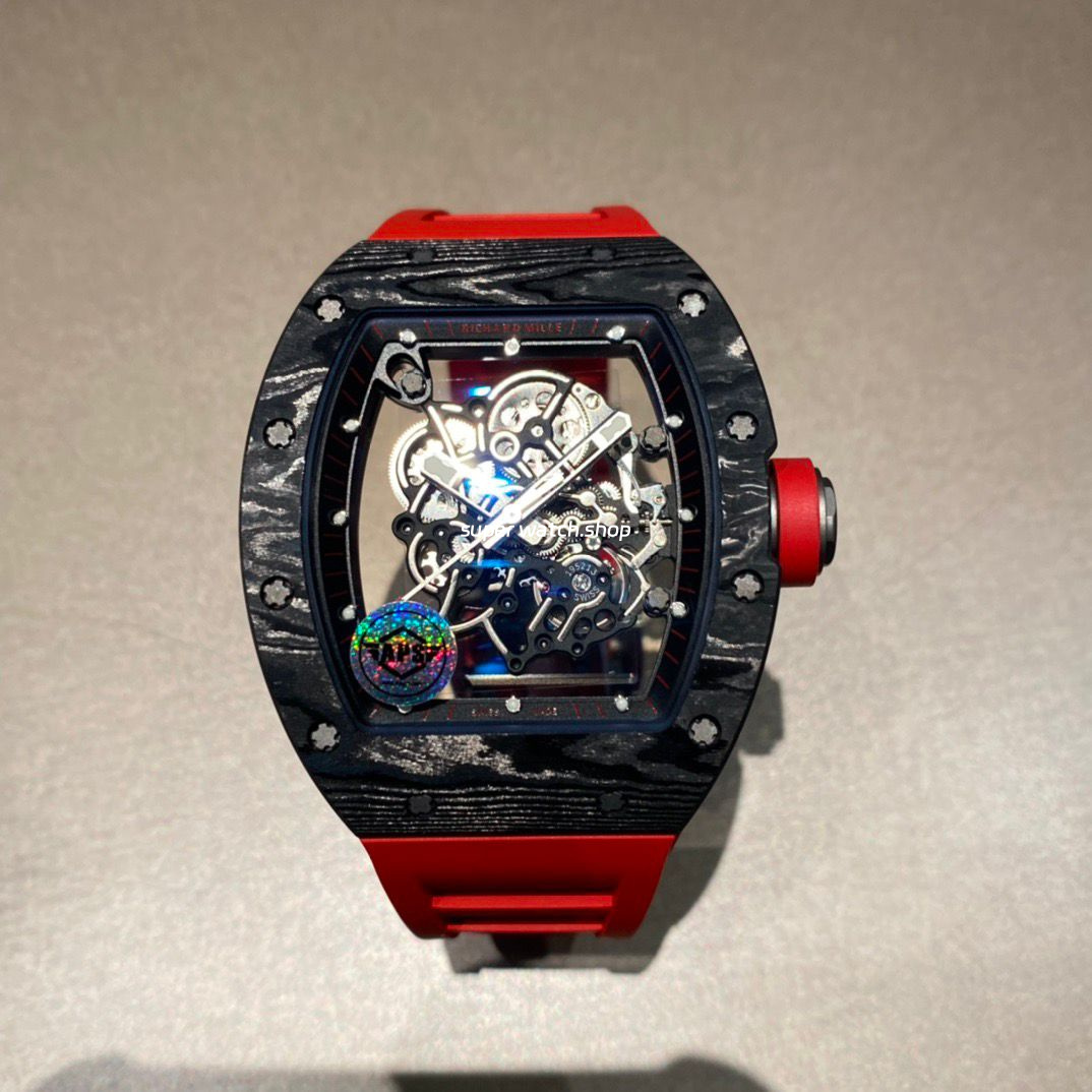 APS Factory Richard Mille RM 055 42.7mm Titanium Red Rubber Strap Skeletonized Black Dial - Image 2