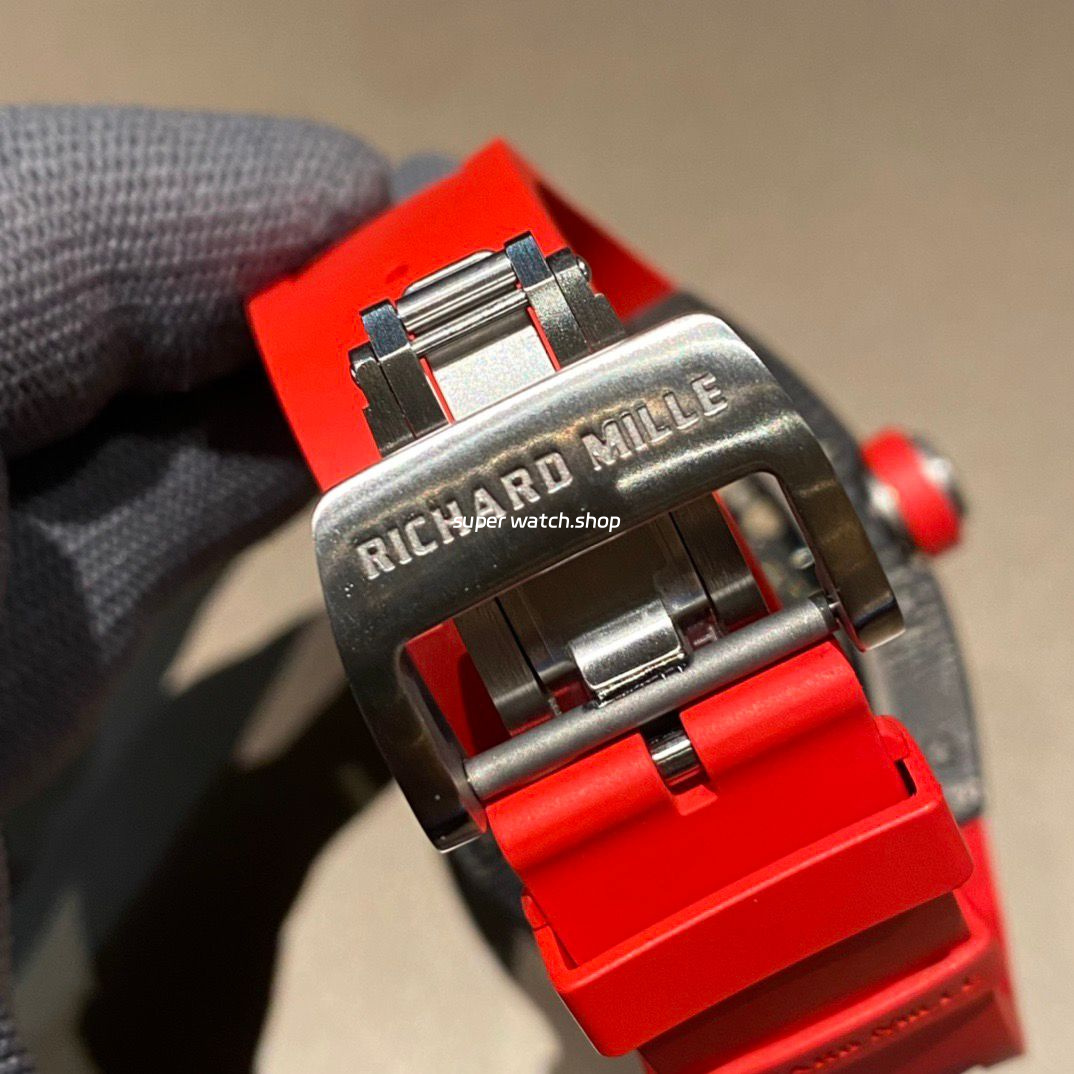 APS Factory Richard Mille RM 055 42.7mm Titanium Red Rubber Strap Skeletonized Black Dial - Image 8