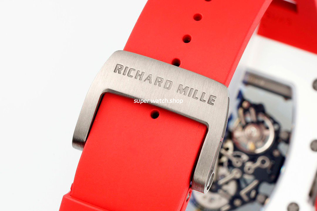 APS Factory Richard Mille RM 055 42.7mm White Ceramic White Rubber Strap Skeletonized Red Dial - Image 9