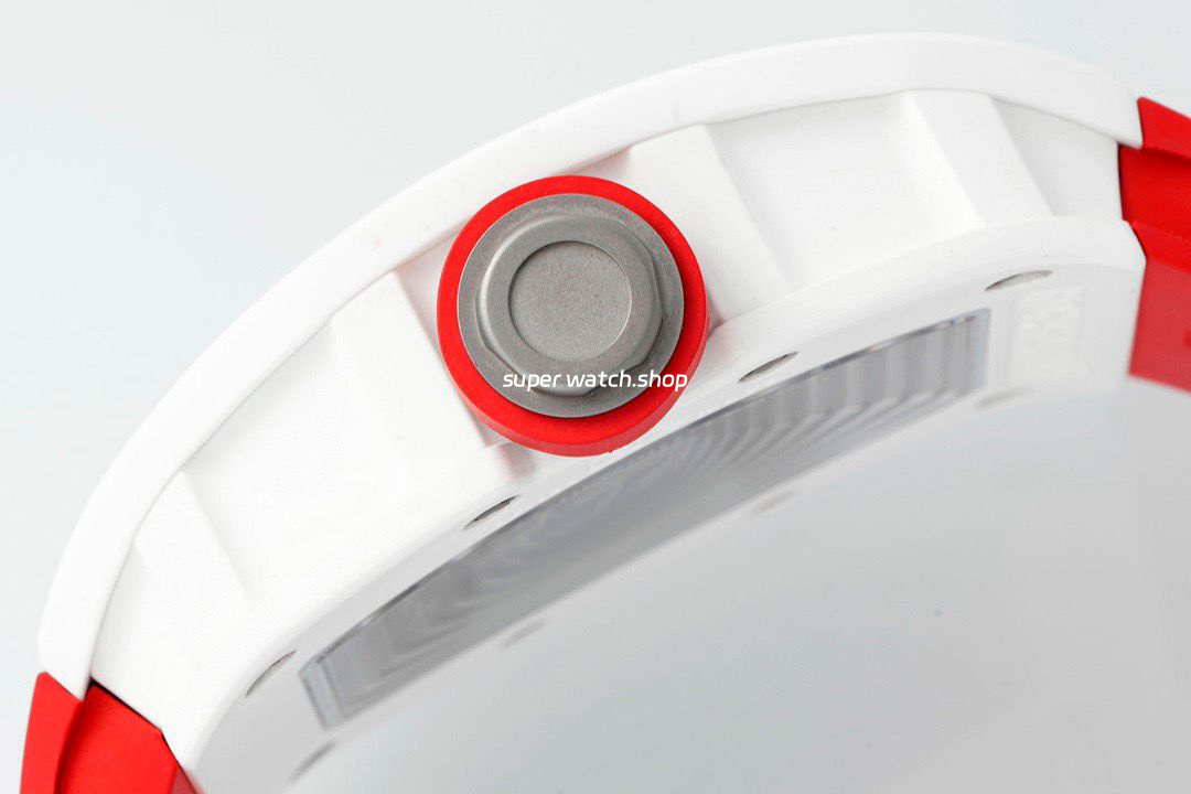 APS Factory Richard Mille RM 055 42.7mm White Ceramic White Rubber Strap Skeletonized Red Dial - Image 7